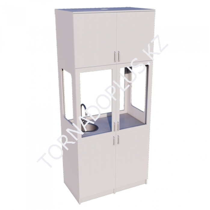 ШН 1195. Шкаф вытяжной с мойкой (со стеклянной задней стенкой)1040*600*2400