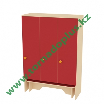 ГН 1082. Шкаф для одежды трехсекционный со скамьей 902x350x1300